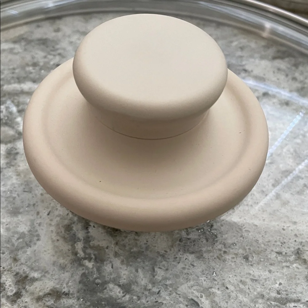 Set of three Glass Pot Lids with Cream Handles